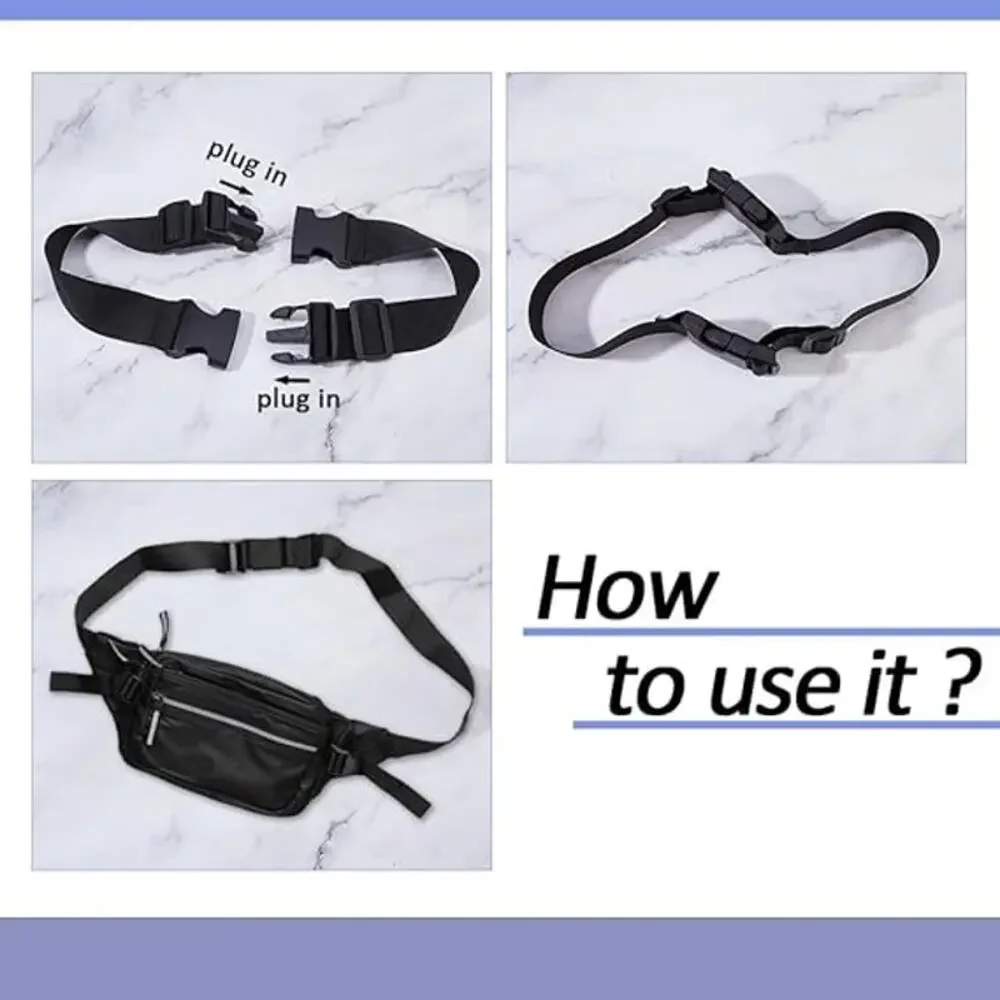 2Pcs Adjustable Belt Bag Extender Strap Black Nylon Fanny Pack Extension Buckle